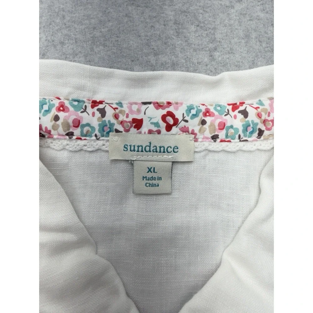 Sundance Willow Linen Sleeveless Top‎ Womens XL White Boho Western Button Front - Picture 2 of 8